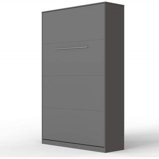 Armoire Lit Escamotable 120x200 cm Vertical Mural Supérieur Anthracite/anthracite