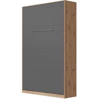 Armoire Lit Escamotable 120x200 cm Vertical Mural Supérieur Chêne Sauvage/anthracite