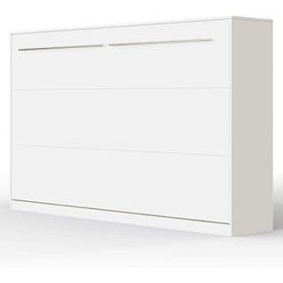 Armoire Lit Escamotable 120x200 cm Supérieur Horizontal Mural Blanc/blanc