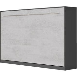 Armoire Lit Escamotable 120x200 cm Supérieur Horizontal Mural Anthracite/béton