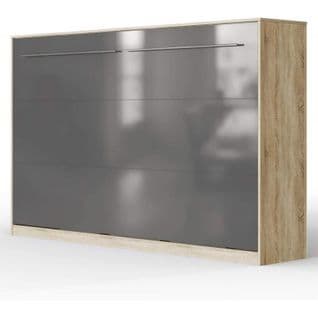 Armoire Lit Escamotable 120x200 cm Supérieur Horizontal Mural Chêne Sonoma/anthracite Brillant