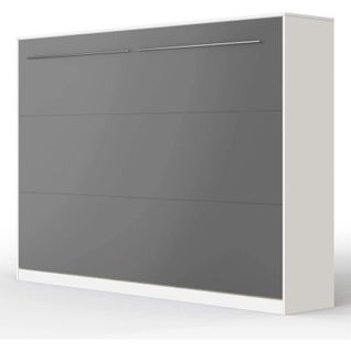 Armoire Lit Escamotable 140x200 cm Supérieur Horizontal Mural Blanc/anthracite