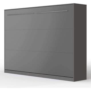 Armoire Lit Escamotable 140x200 cm Supérieur Horizontal Mural Anthracite/anthracite