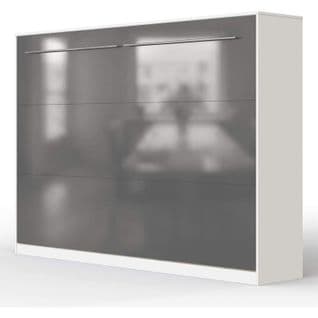 Armoire Lit Escamotable 140x200 cm Supérieur Horizontal Mural Blanc/anthracite Brillant