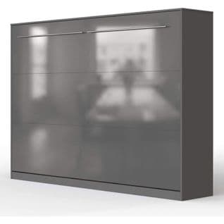 Armoire Lit Escamotable 140x200 cm Supérieur Horizontal Mural Anthracite/anthracite Brillant