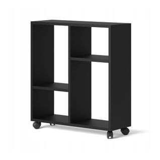 Table Basse Organisateur 60x20x65cm(lxpxh)trasco 2 Noir Sur Roulettes Design Moderne