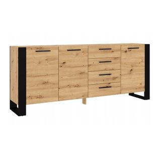 Buffet Rangement Meuble Nuka K 87x198x45cm Buffet Sideboard Couleur Chêne