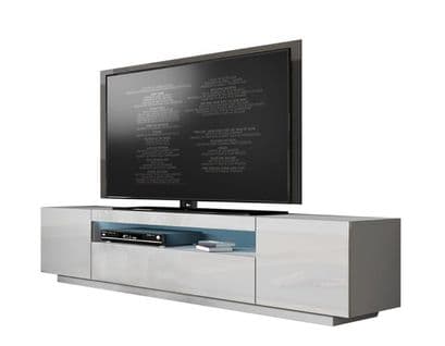 Meuble TV Kush Blanc Mat 200 Cm Avec Portes Laquées
