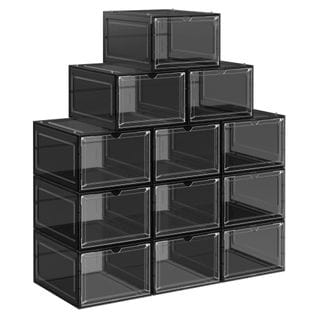 Boîtes à Chaussures, Lot De 12, Organisateurs Avec Porte, 27 X 34,5 X 19 Cm, Noir