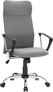 Fauteuil De Bureau, Chaise Ergonomique, Siège Rembourré Pivotant, En Tissu, Gris