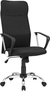 Fauteuil De Bureau, Chaise Ergonomique, Siège Rembourré Pivotant, En Tissu, Noir