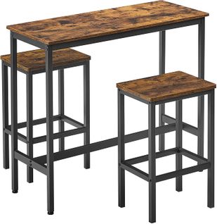 Ensemble Table De Bar Et Chaises, Cadre en Acier, Style Industriel, Marron Rustique et Noir