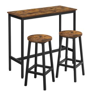 Ensemble De Table Et Tabourets Hauts, pour Salle à Manger, Style Industriel, Marron Rustique et Noir