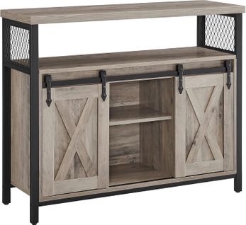 Buffet avec 2 Portes, 33 x 100 x 80 cm, Étagères Réglables, Style Industriel, Grège et Noir