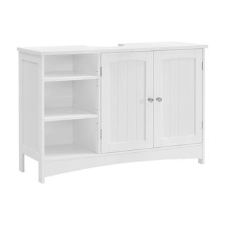 Meuble Sous Vasque Blanc 2 Portes 3 Niches L90 X H60 Cm