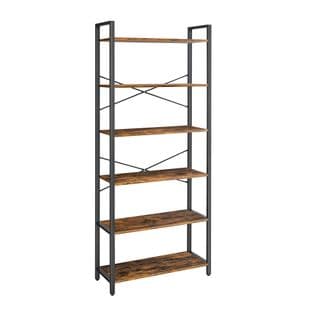 Étagère 6 Niveaux, Bibliothèque, Meuble De Rangement, 30 X 80 X 186 Cm, Marron Rustique Et Noir