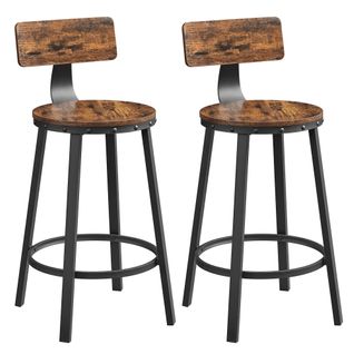 Tabouret De Bar, Lot De 2, Avec Dossier, Cadre En Acier, Hauteur d'assise 62,5 Cm