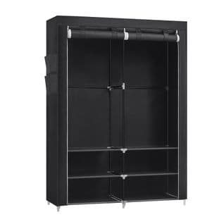 Armoire Chambre En Tissu, Porte-vêtements, 45 X 127 X 176 Cm Cm, 2 Compartiments De Suspension, Noir