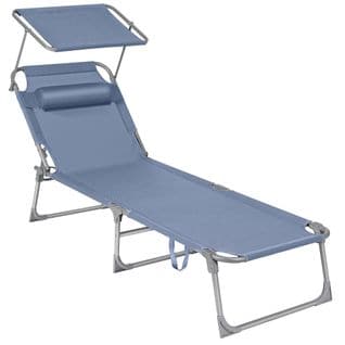 Chaise Longue Pliable, 193 X 53 X 29 Cm, Pour Jardin, Piscine, Terrasse, Bleu