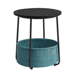 Bout De Canapé, Avec Panier En Tissu, Style Moderne, Noir Boisé Et Turquoise Foncé