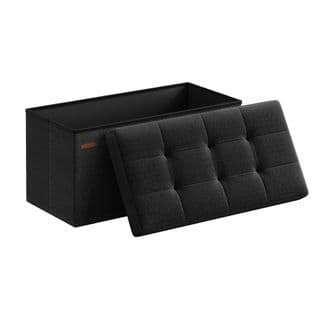 Banc De Rangement Pliant, Coffre De Rangement, Tabouret Repose-pieds, Noir,76 Cm