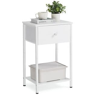 Table De Chevet, Petite Table Basse De 60 Cm De Hauteur Avec Étagère De Rangement, Blanc