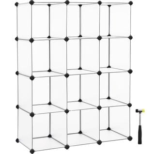 Meuble De Rangement, 12 Compartiments, Étagère, Cubes En Plastique À Emboîtement, Blanc