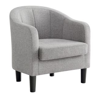 Fauteuil Salon, Avec Accoudoirs, Pour Chambre, 67,5 X 67 X 71 Cm, Tissu Façon Lin, Gris