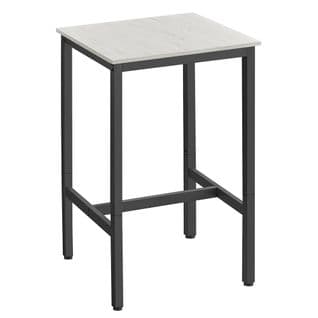 Table Haute, Cadre En Acier, 60 X 60 X 92 Cm, Montage Facile, Rustique Blanc Et Noir