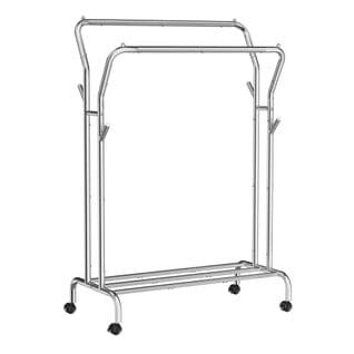 Portant À Vêtements Avec Roulettes, Charge 100 Kg, Largeur De 103,5 Cm, Rangement Polyvalent, Argent