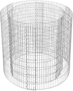 Gabion Rond Pour Pierres, Maille Fine 2,5 X 10 Cm, Acier Galvanisé Antirouille, 90 X 80 Cm