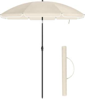 Parasol De Jardin Ø 2 M, Ombrelle, Protection Upf 50+, Inclinable, Portable, Résistant Au Vent