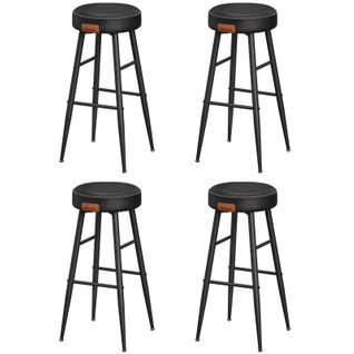 Collection Echo Tabouret De Bar, Lot De 4, En Pu Avec Coutures, Hauteur Assise 76,2 Cm, Noir Pur