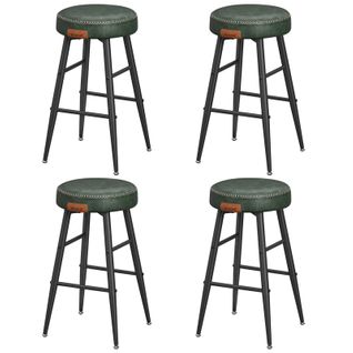 Collection Echo Tabouret De Bar, Lot De 4, En Pu Avec Coutures, Hauteur Assise 63 Cm, Vert Forêt