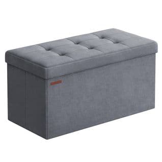 Banc De Rangement, Avec 2 Boîtes, 38 X 76 X 38 Cm, Capacité De Charge 300 Kg, Gris Ardoise