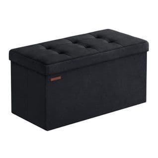 Banc De Rangement, Avec 2 Boîtes, 38 X 76 X 38 Cm, Capacité De Charge 300 Kg, Noir D'encre