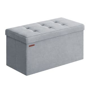 Banc De Rangement, Avec 2 Boîtes, 38 X 76 X 38 Cm, Capacité De Charge 300 Kg, Gris Tourterelle