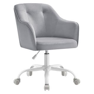 Chaise De Bureau, Siège Pivotant, Réglable En Hauteur, Tissu Velours Respirant, Gris Tourterelle