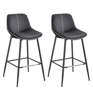 Tabourets De Bar, Lot De 2, Ergonomique, Pu, Montage Facile, 73 Cm De Hauteur, Noir D'encre