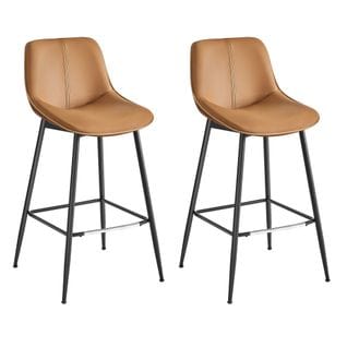 Tabourets De Bar, Lot De 2, Structure Métallique Avec Pieds Réglables Articulés, Marron Chameau