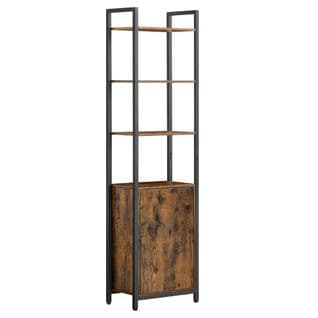 Bibliothèque Verticale à 6 Niveaux Avec Porte, Étagères Réglables, 24 X 40 X 159,5 Cm, Marron