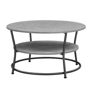 Table Basse, Table De Salon Avec Étagère De Rangement, Style Industriel, Gris Béton Et Noir D'encre