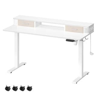 Bureau Électrique Réglable En Hauteur, 60 X 140 X (72-120) Cm, Réglable En Continu, Blanc Nuage