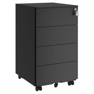 Caisson De Bureau Mobile, Verrouillable, Avec 4 Tiroirs, Pré-assemblé, 45,1 X 39 X 69,3 Cm, Noir