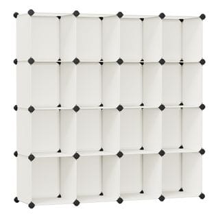 Meuble Rangement 16 Cubes, Séparateur De Placard, 31 X 153 X 153 Cm, Blanc Crème
