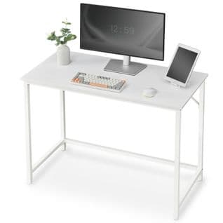 Bureau, Table, Poste De Travail, 50 X 100 X 76 Cm, Style Moderne, Cadre En Métal, Blanc Érable
