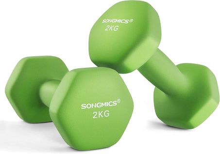 Lot De 2 Haltères,2 X 2 Kg,hexagonaux, Pour Salle De Sport, Domicile,‎vert