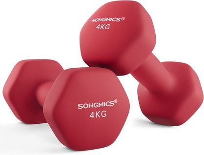 Lot De 2 Haltères,2 X 4 Kg,hexagonaux, Pour Salle De Sport, Domicile,rouge