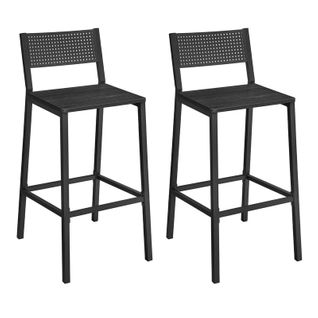 Tabourets De Bar, Lot De 2, Sièges Cuisine, Style Industriel, Gris Anthracite Et Noir