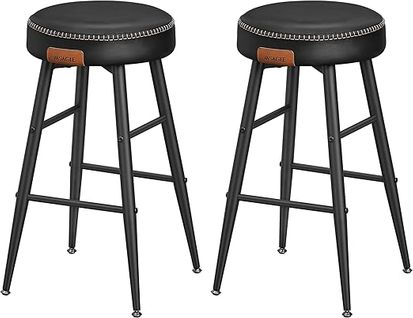 Collection Echo Tabouret De Bar, Lot De 2, Siège Haut, Pu, Hauteur Assise 63 Cm, Noir Pur